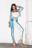 Women tracksuit sets -Ivory Floral Mix print- small
