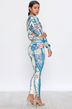 Women tracksuit sets -Ivory Floral Mix print-Large