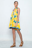 Jealous Tomato Women's Yellow Printed Mini Floral Dress